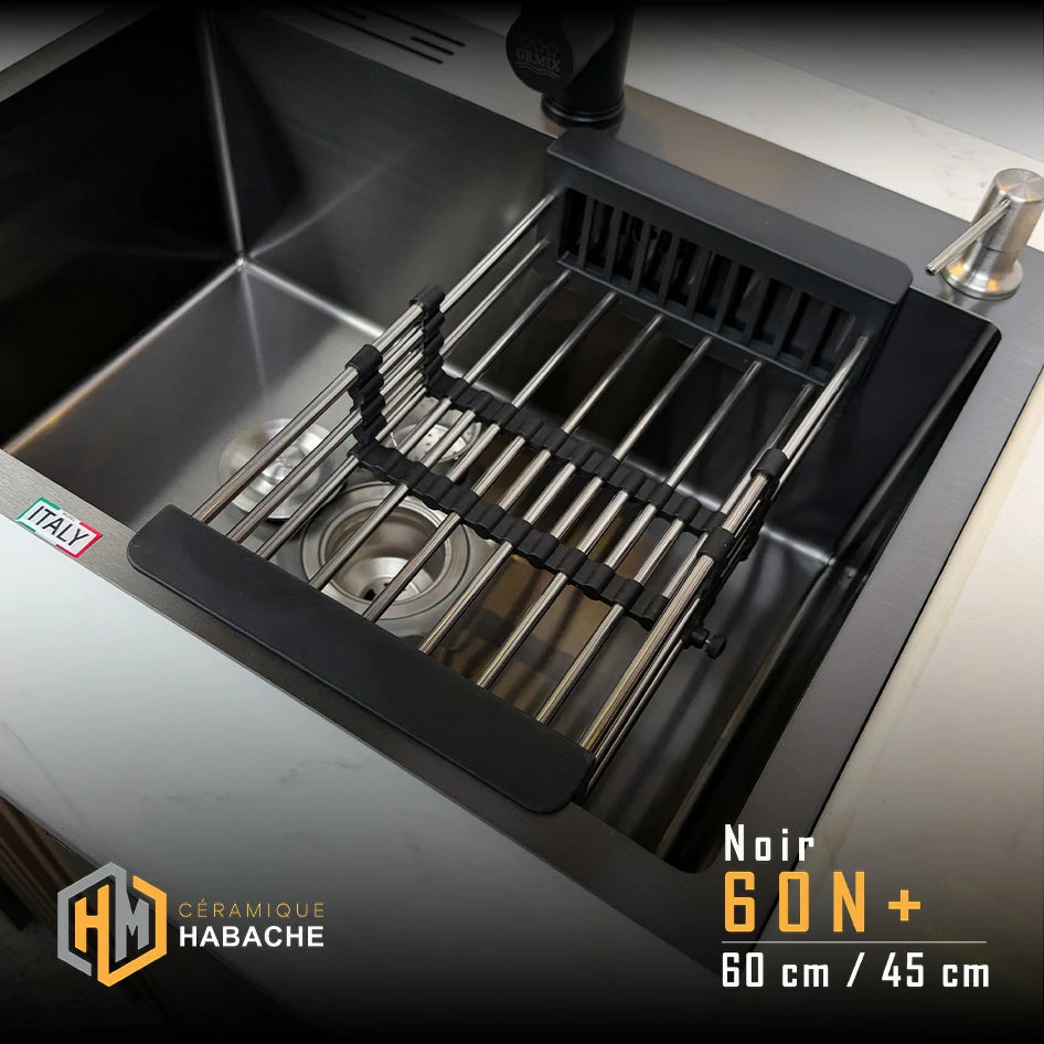 Evier cuisine SWISS_INOX 60 (60N+ noir- 60 C+ chrome) + robinet