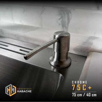 evier cuisine SWISS_INOX 75C+ chrome en INOX 304 (75/40cm) + robinet 360
