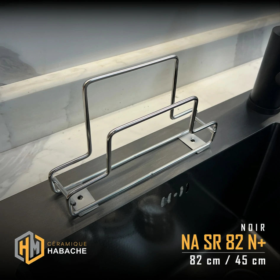 evier cuisine SWISS_INOX NASR82N+ noir en INOX 304 (82/45cm) + robinet 360