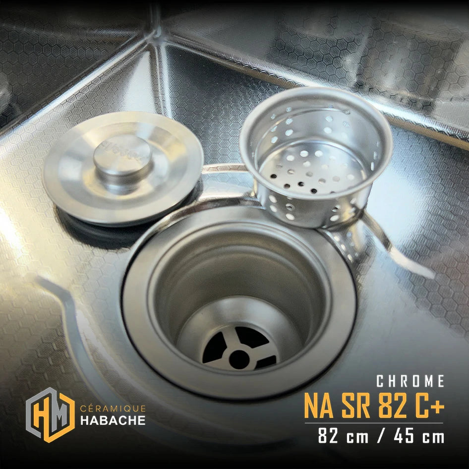 evier cuisine SWISS_INOX NASR82C+ chrome en INOX 304 (82/45cm) + robinet 360