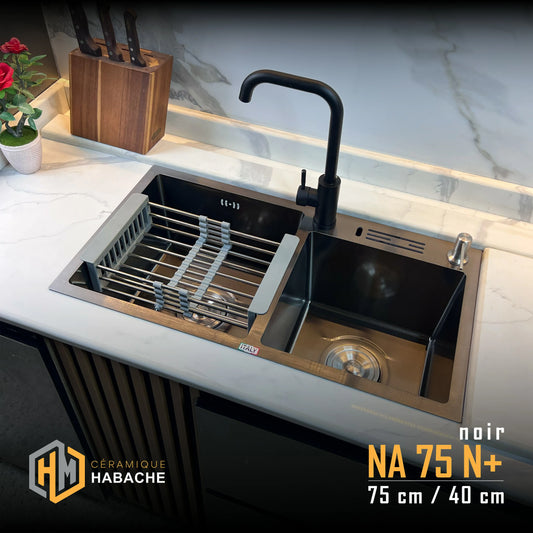 evier cuisine double bac SWISS-INOX NA75N+ 75/40 cm