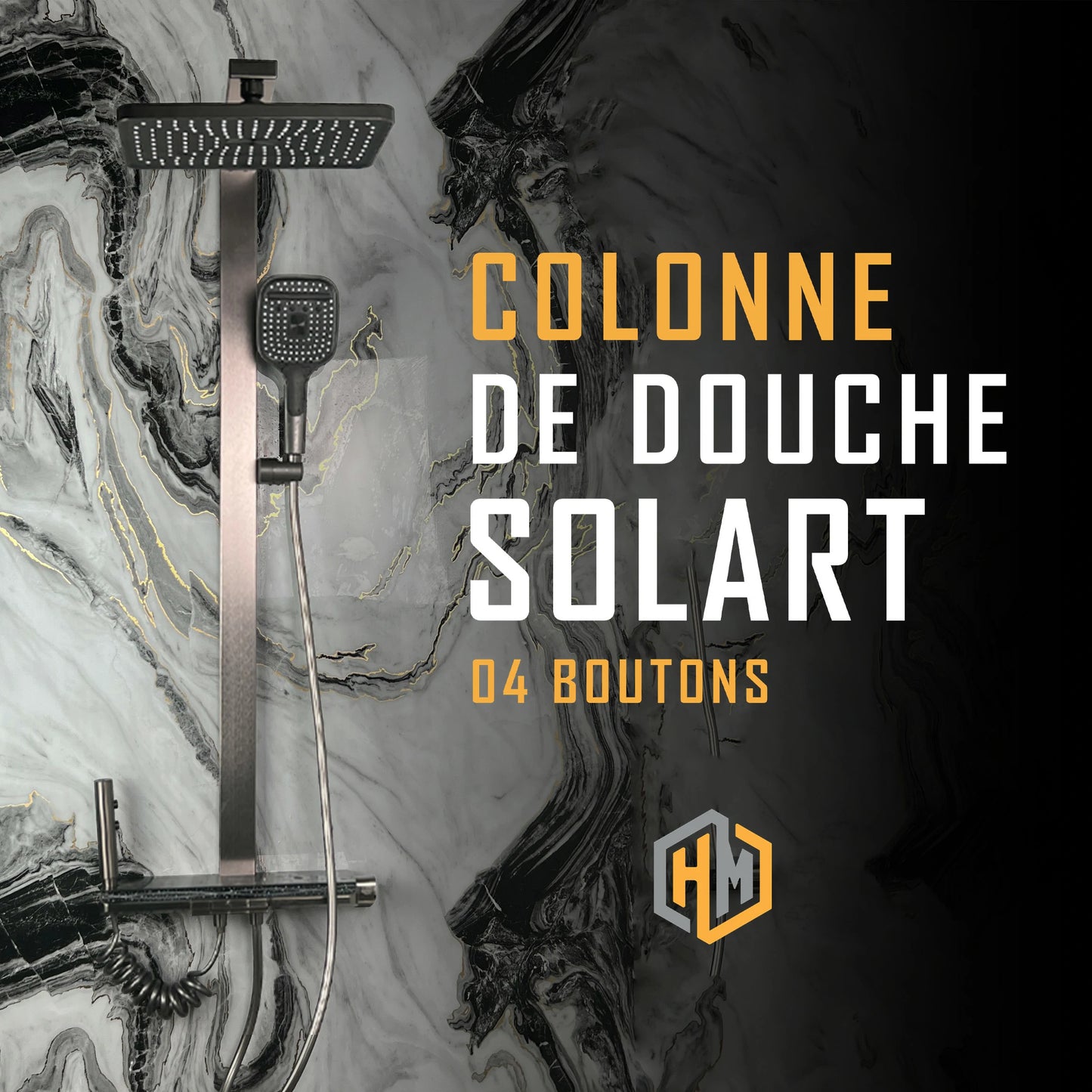 colonne de douche SOLART (4 boutons ) + LED + Fixation encastrée