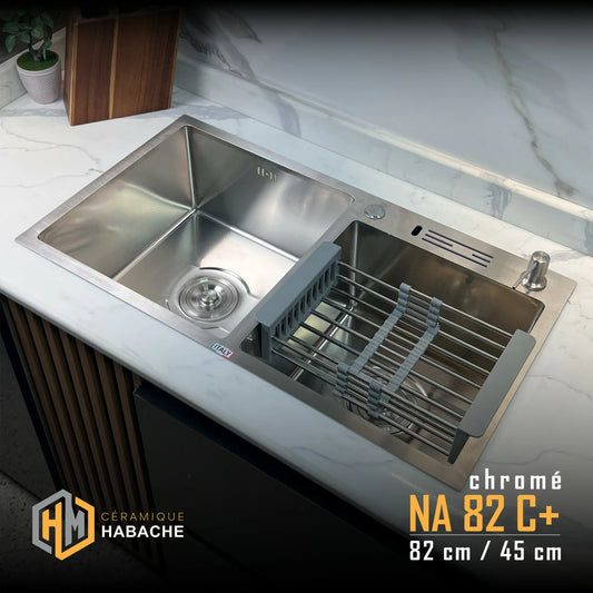 evier cuisine SWISS NA82C+ INOX 304 (82/45cm) + robinet 360