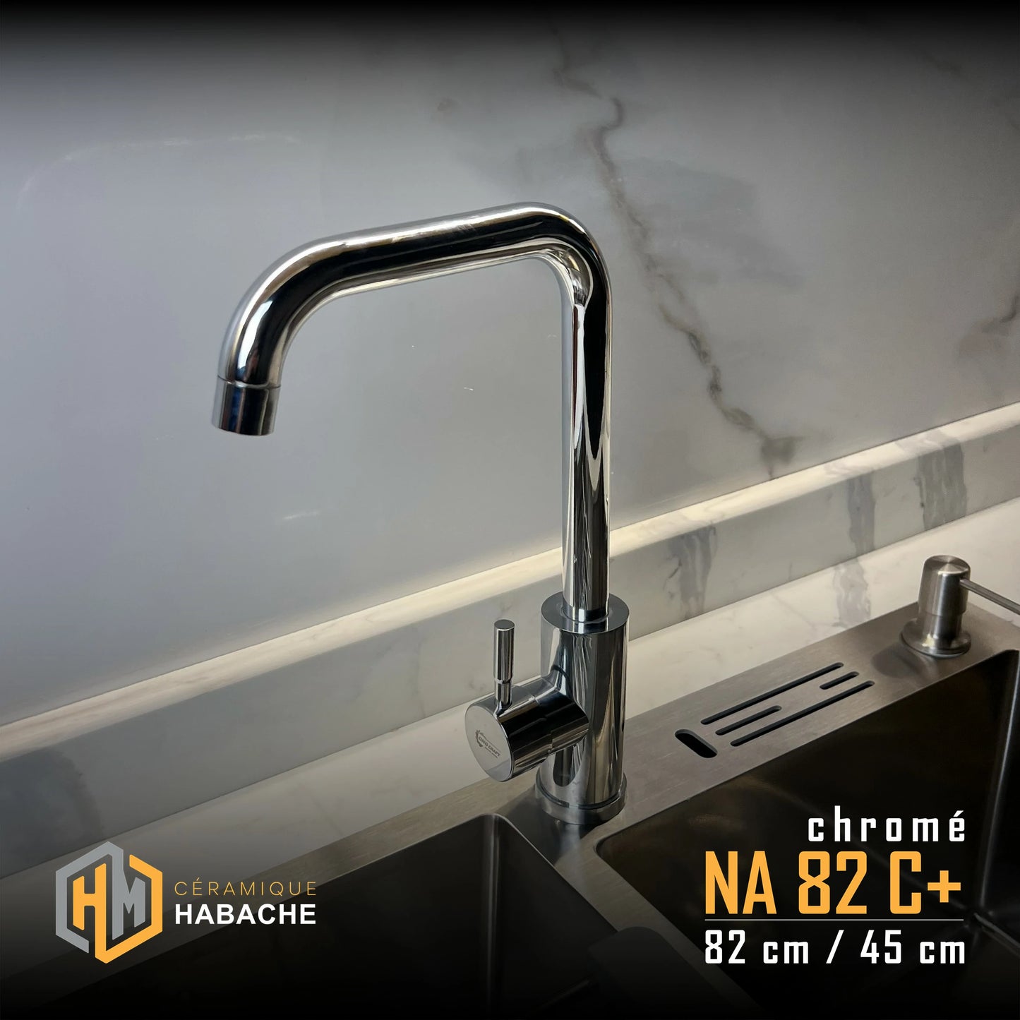 evier cuisine SWISS NA82C+ INOX 304 (82/45cm) + robinet 360