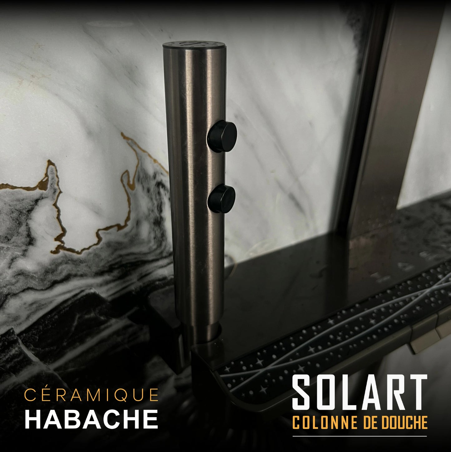 colonne de douche SOLART (4 boutons ) + LED + Fixation encastrée