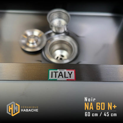 Évier de cuisine SWISS INOX 60×45 cm en Inox 304 – 1 Bac | Noir ou Chrome