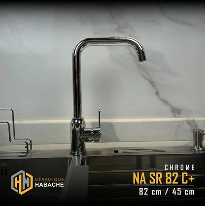 evier cuisine SWISS_INOX NASR82C+ chrome en INOX 304 (82/45cm) + robinet 360