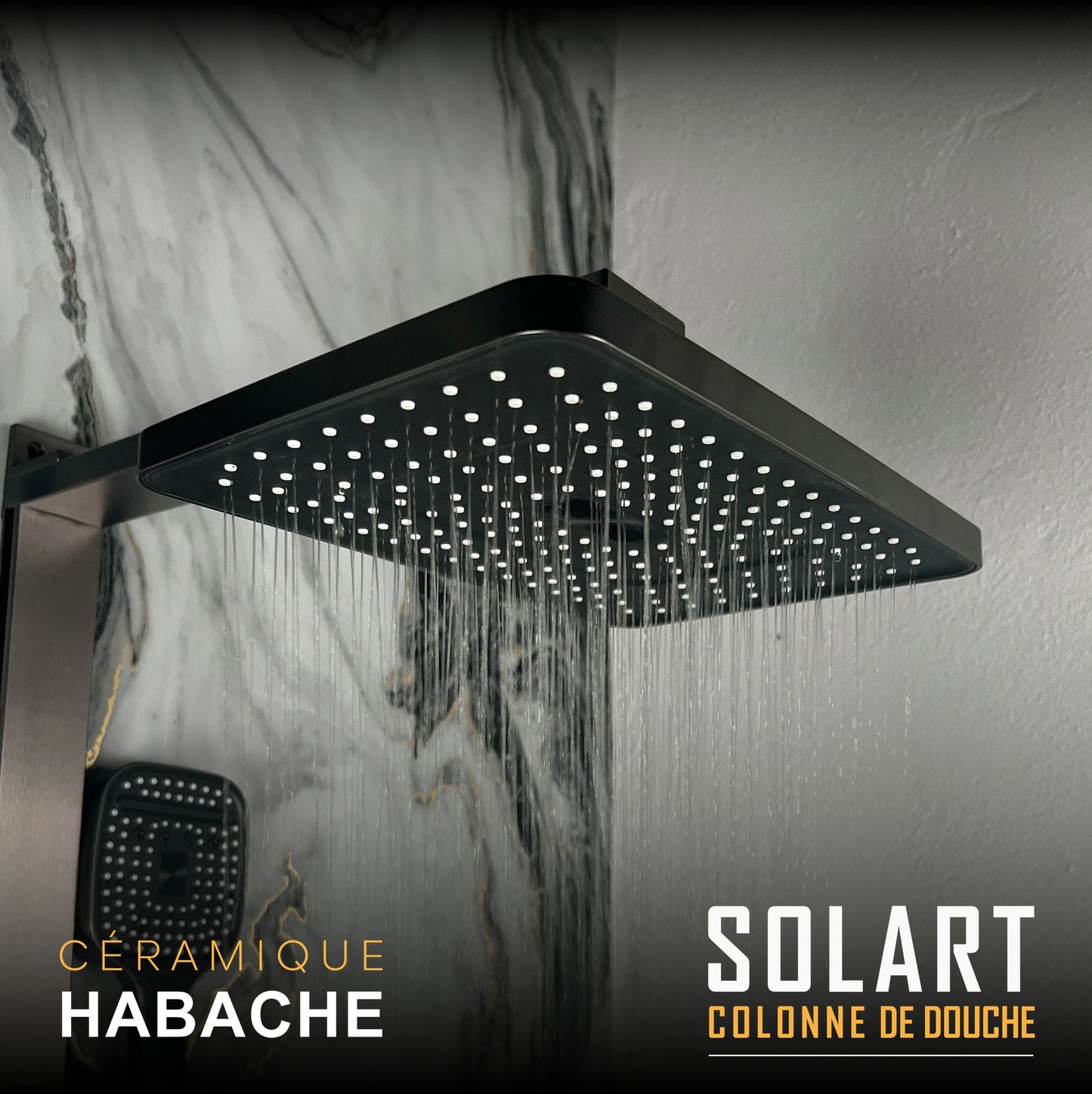 colonne de douche SOLART (4 boutons ) + LED + Fixation encastrée