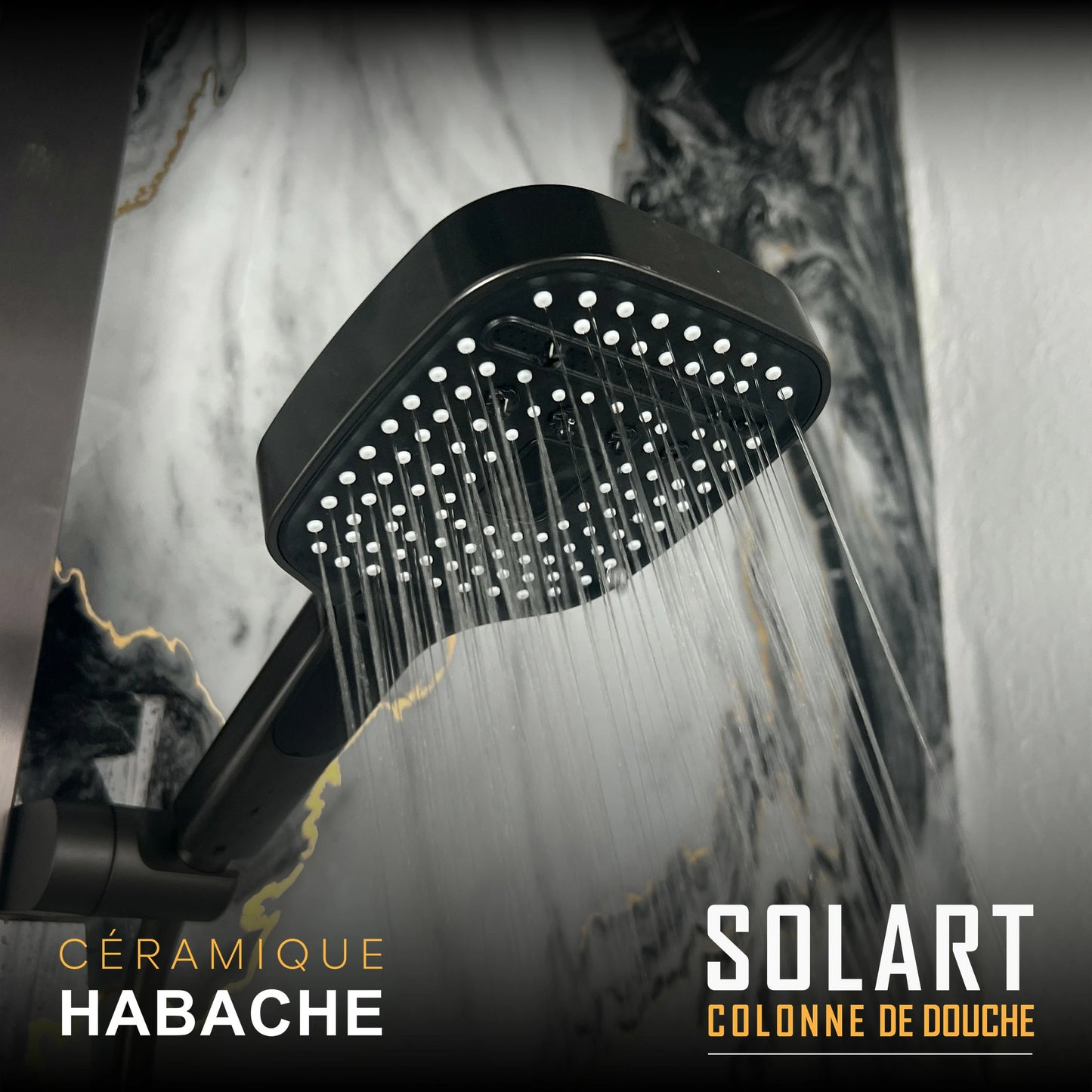 colonne de douche SOLART (4 boutons ) + LED + Fixation encastrée