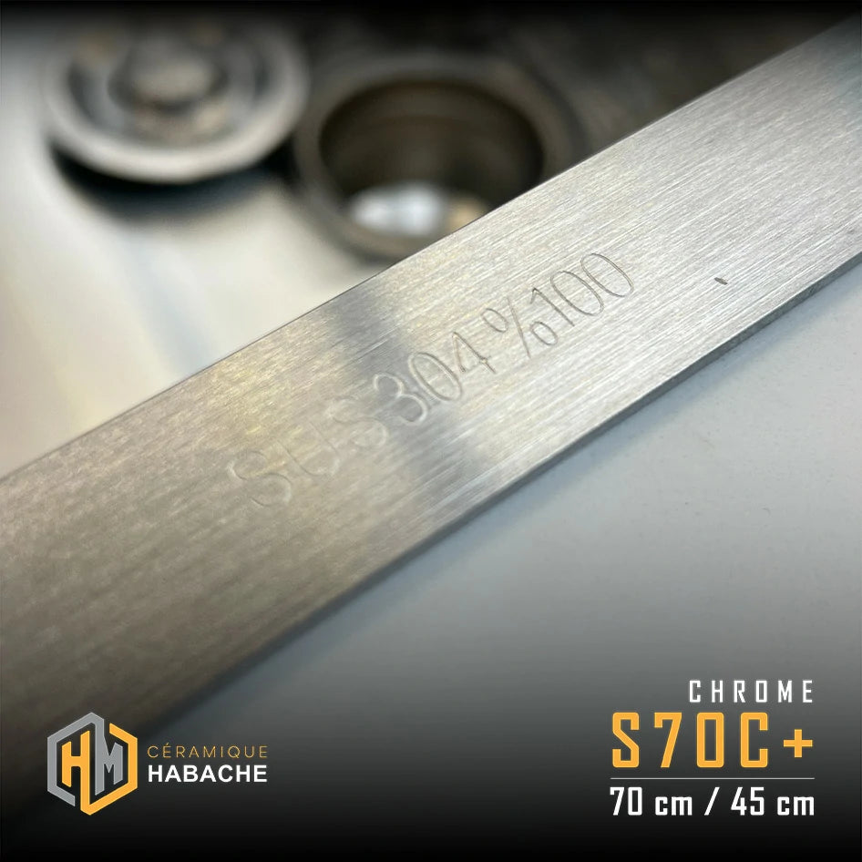 evier cuisine SWISS S70C+ chrome en INOX 304 (70/45cm) + robinet 360