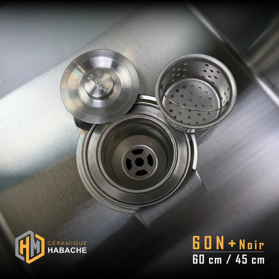 Évier de cuisine SWISS INOX 60×45 cm en Inox 304 – 1 Bac | Noir ou Chrome