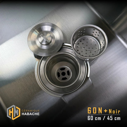 Évier de cuisine SWISS INOX 60×45 cm en Inox 304 – 1 Bac | Noir ou Chrome