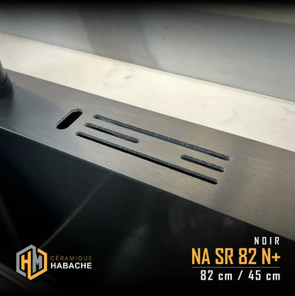 evier cuisine SWISS_INOX NASR82N+ noir en INOX 304 (82/45cm) + robinet 360
