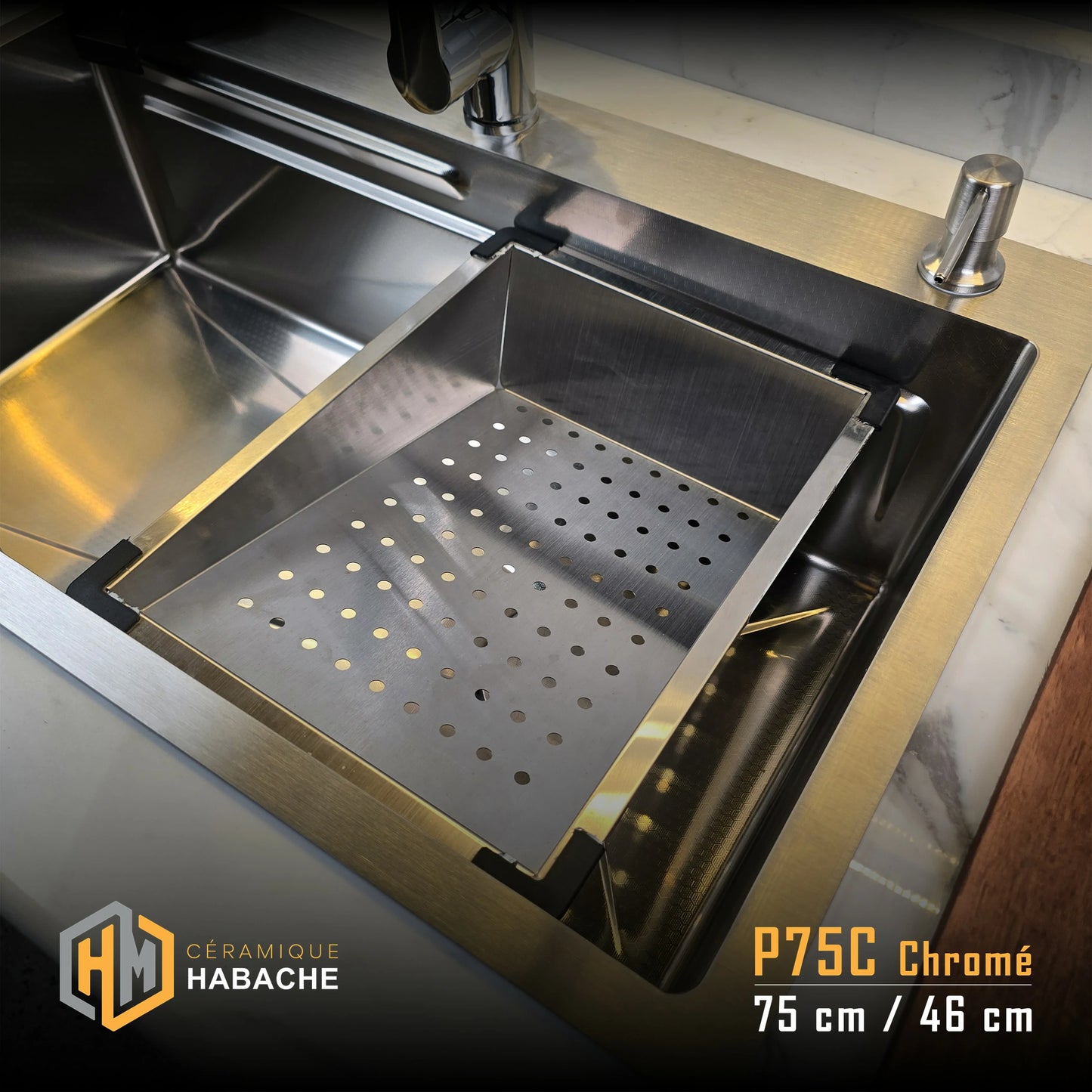 Evier cuisine SWISSINOX P75C  INOX 304 (75/46cm) + ROBINET