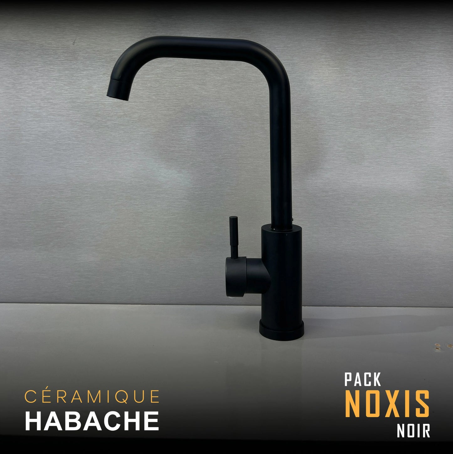 Pack NOXIS NOIR Ensemble complet pour salle de bain et cuisine ( 4 Éléments )