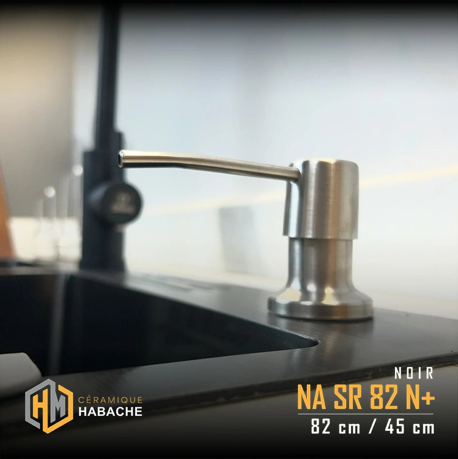 evier cuisine SWISS_INOX NASR82N+ noir en INOX 304 (82/45cm) + robinet 360