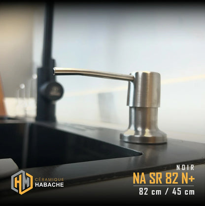 evier cuisine SWISS_INOX NASR82N+ noir en INOX 304 (82/45cm) + robinet 360