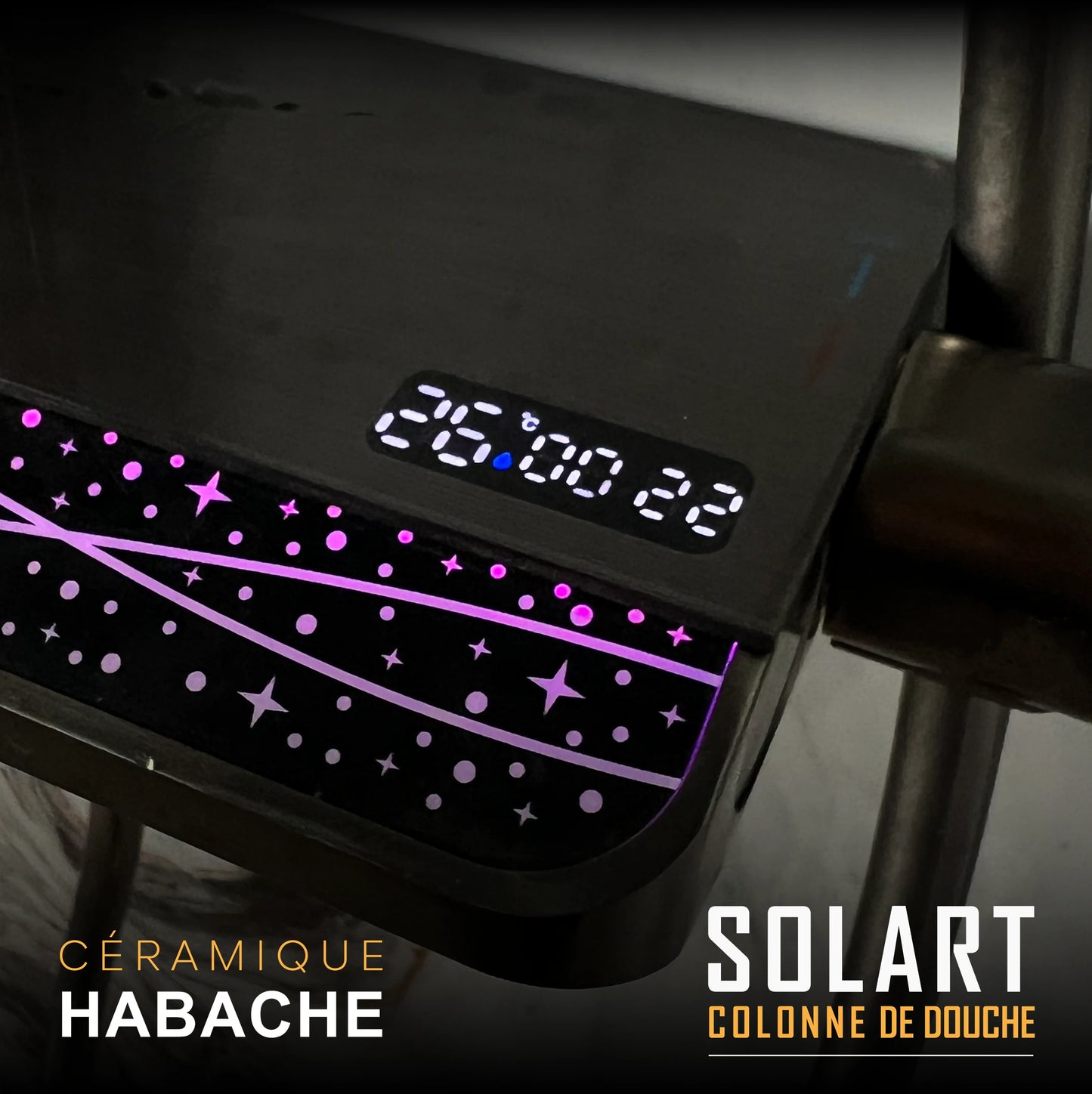 colonne de douche SOLART (4 boutons ) + LED + Fixation encastrée