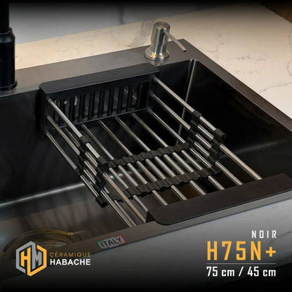 Évier de Cuisine SWISS INOX H75N+ en INOX 304 + NANO (75/45cm) + robinet 360